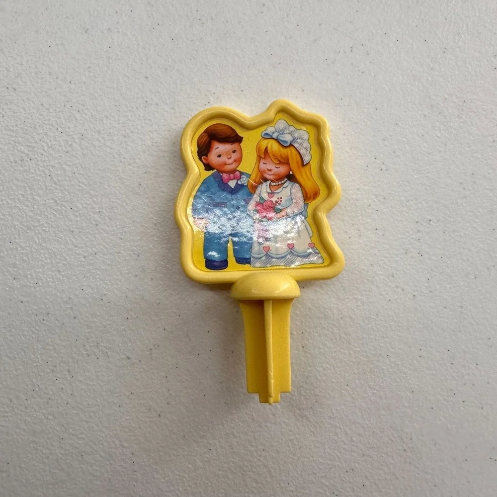 Vtg Fisher Price Cake Topper Bride & Groom Figurine Wedding Fun candle Food